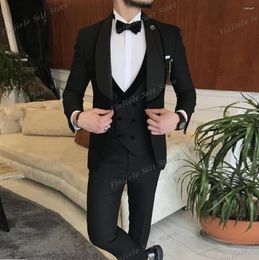 Men's Suits Black Men Suit Business Tuxedos Formal Occasion Groom Groomsman Wedding Party Prom Male 3 Piece Set Blazer Vest Pants