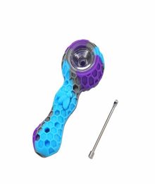 Portable Silicone Smoking Pipes Hookah Mini Tobacco Hand Pipe Dab Oil Rig Bong dab nail shisha smoking water pipe5153844