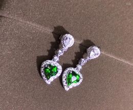 Dangle Earrings XHD430 Solid 18k Gold Nature Tsavorite 1.0ct Gemstone Diamonds Drop For Women Fine Jewelry Birthday Presents