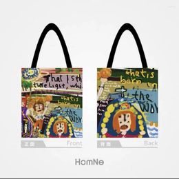 Shoulder Bags Stylish Canvas Bag With Large Capacity Shopping For Lazy Wind Students Schoolbag Korean Cartoon Handbag 02