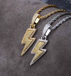 Iced Out Bling Pendant Necklace With Rope Chain Copper Material Cubic Zircon Men Hip Hop Jewelry7718077