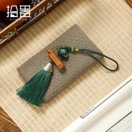 Decorative Figurines Chinese Knot Tassel Pendant Natural Bamboo Whip Hand Woven Multicoloured Lanyard Bag Key Chain