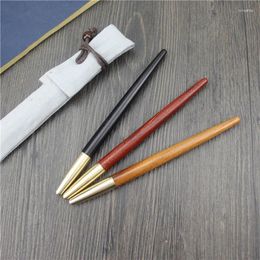 China Traditional Handmade Wooden Roller Pen Natural Color Copper Signature For Business As Luxury Gift 3 Colors Option