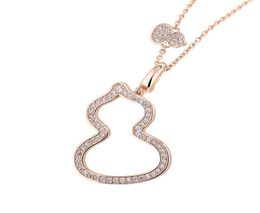 Qee Petite Wulu gourd necklace women pure silver plated 18K gold Mini gourd diamondencrusted pendant luxury collarbone chain6865245
