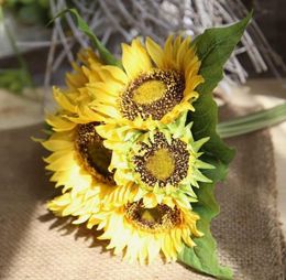 Yellow 62cm/24.41" Artificial Silk Flowers Simulation Single for Wedding Photograph Props Flower Christmas Decorations6456462