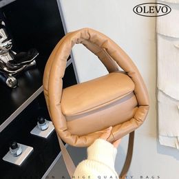 Evening Bags Padded Tote Bag Leather White Small Handbags For Women Designer Luxury Cotton Shoulder Winter Brown Crossbody 243O