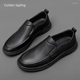 Casual Shoes Golden Sapling Business Men's Genuine Leather Male Flats Leisure Formal Wedding Loafers Fashion Party Men Moccasins