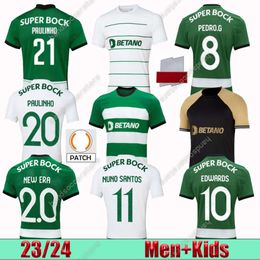 Sporting CP Lisbon 23 2024 Soccer Jersey Viktor Gyokeres Paulinho Pedro Goncalves Ousmane Diomande Hidemasa Morita Marcus Edwards Morten Hjulmand Kid Kit Home Away