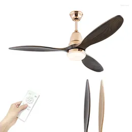 French Gold 52 Inch Wood Ceiling Fan With Lights And Remote Control Modern Light Wooden Blade