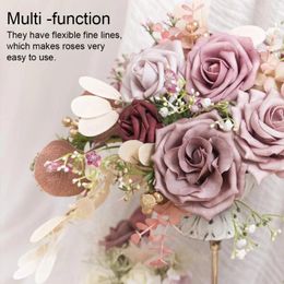 Decorative Flowers 25x Wide Application Fake Roses For Weddings Parties And Events Elegant PE Artificial Flower Gradient Wine Red