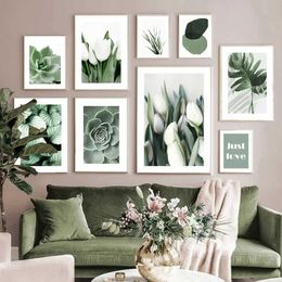 apers Tulip Cactus Tequila Monstera Leaves Plant Wall Art Printmaking Canvas Painting Nordic Posters Decorative Images Living Room J240505