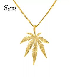 Gold Plated Maple l Leaf Pendant Necklace Men ms Hip Hop Charm Herb 60cm Cuban Chains Necklaces Mens Fashion Hiphop Jewelry Birthd7534987