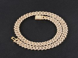 Cuban Link Chain Bling Micro Paved Cubic Zirconia Necklaces Box Clasp Trendy Hip Hop For MenWomen Jewellery Chains4222302