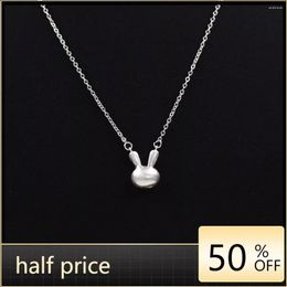 Chains Stainless Steel Chain Sweet Cute Zircon Pendant Necklaces For Women Girls Silver Colour Lovely Accessories Gifts
