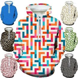 Men's Hoodies 3D Printed Maze Pattern Hoodie For Men Women Casual Plus Size Personality Trend Pullovers Sweatshirts Mens Sweater Tops
