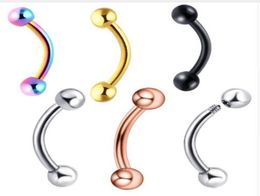 16 Gauge Stainless Steel Eyebrow Rings Anodized Lip Bars Nose Studs lage Tragus Barbell Body Piercing Jewelry5077922