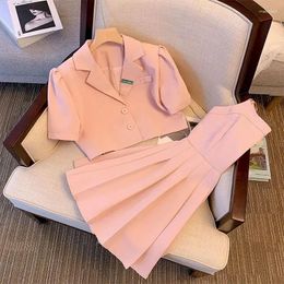 Work Dresses Insozkdg Women Short Suit Top Sling Dress 2 Piece 2024 Summer Casual Blazers Coat Midi Set Korean Elegant Business Wear