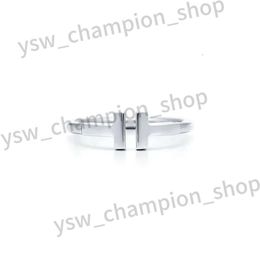 Luxurys Tiffanyjewelry Ring Designer Ring Diamonds Love Tiffanyring Women Men Double T Shape Valentines Day Gift Size 6-9 S 969