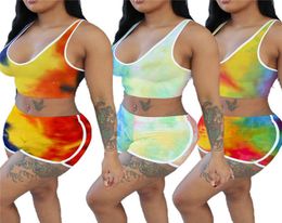 Plus size S3XL Women tie dye Tracksuits shorts Two piece sets letter print sports Outfits summer t shirtsshort pants solid solor8016136