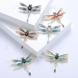 Brooches Enamel Rhinestone Brooch Fashion Dragonfly Sweater Coat Lapel Pin Scarf Clothing Suit Accessories Wedding Party Daily Gift