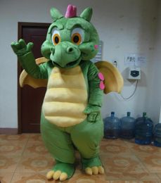 2018 Factory the head green dragon mascot costume with wings for adult to weear7583207
