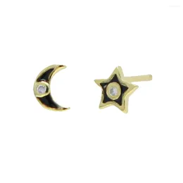 Stud Earrings Arrival Trendy Acrylic 925 Sterling Silver Black White Moon Star For Women Temperament Fashion Geometric Party