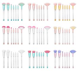 Makeup Brushes Set 7pcs Empty Clear Handle 10 Colours DIY Glitter PVC Cosmetic Bag Hollow Beauty Make up Tool Mixed color9573540