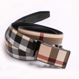 Plaid Buckle Unisex Designer Men's Real Belts Belt Automatic Business Jeans Cowhide Fabric Fashion 211012 274l