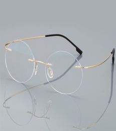 Antiblue Ray Rimless Reading Glasses Men Women Round Titanium Alloy Frame Prescription Presbyopia Eyeglasses 1502002509407466