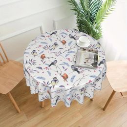 Table Cloth Tabelcloth Red Berry Bird Printed Cover Watercolour Round Decorative Waterproof And Wrinkle Resistant Colorf