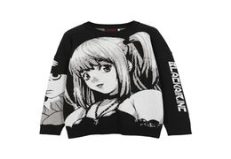 ATSUNNY 2021 Hip Hop Streetwear Vintage Style Harajuku Knitting Sweater Anime Girl Knitted Death Note Sweater Pullover G09094240945