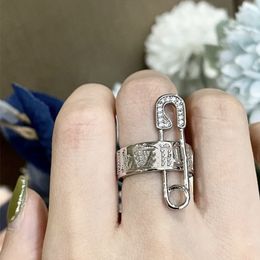 Exquisite high-tech version of elegant punk style personalized pin letter couple ring