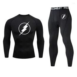 Men's Thermal Underwear Flash Clothing Compression Men T-shirt Leggings Rashgard Kit Top For Fitness Man Tracksuit Winter Base