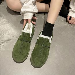 Casual Shoes Women's Boots 2024 Winter Snow Fashion Round Head Short Plush Flats Keep Warm Non-slip Female