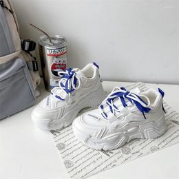 Casual Shoes BKQU Women 2024 Early Autumn Mesh Breathable Two-color Shoelaces Thick Bottom Increased All-match Comfortable