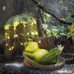 Garden Decorations Solar Frog Statue Frogs Outdoor Decoration Resin Lawn Yard Supplies Animal Sculpture Cute S6J2