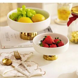 Plates Home Decoration 8 Inch Ceramic Fruit Tray White Round Tall Storage Modern Living Room Coffee Table Snack