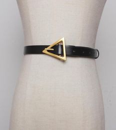 Belts Triangle Metal Buckle Belt Ladies Designer Fashion Jeans Dress Coat Tunic Girdle Leather Thin BeltBelts BeltsBelts2789109