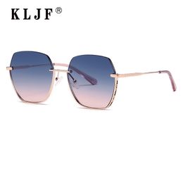 KLJF Hot ladies Polarised Sunglasses Driving Mirror Sun Glasses Metal Frame UV400 Anti-Glare Sunglasses Wholesale Women eyewear full frame 2024 new arrival