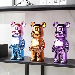 Decorative Objects Figurines Nordic Home Decor Accessories Ceramic Plating Bear Statues Sculpture Modern Art Decoration Crafts Living Room Decoration Gift T2405