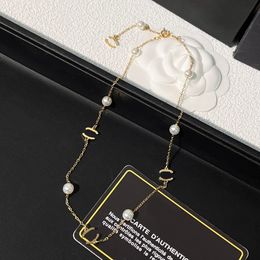 Brand Designer Pendant Pearl Necklaces Chain Brand Letter Necklace Jewellery 18K Gold Plated Stainless Steel Choker Vogue Men Womens Accessories Gifts with Box