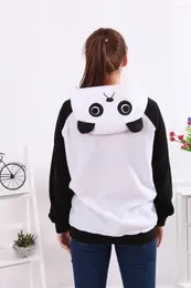 Women's Hoodies Warm Winter Costumes Halloween Cartoon Panda Ear Tail Zip Up Hoodie Sweatshirt Jacket Outerwear