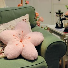 Furry Cherry Blossoms Stuffed Flower Plush Cushion Girly Room Decor Sunflower Pillow Pink for Girls Bedroom Seat 240426