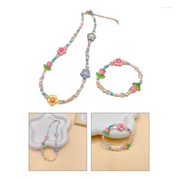 Chains Bohemian Seed Bead Necklace Short Choker Chain Beaded Bracelets Set