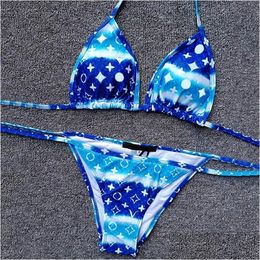 Swim Wear Designer Swimsuit Women Womens Bikini Sets Swimwear Printed Bathing Suits Summer Beach Swimming Suit Drop Delivery Sports Ou Dhjc9