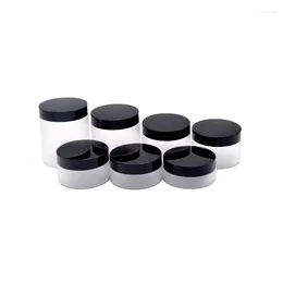 Storage Bottles Plastic Jar 24Pcs Frosted Cream Container Black Lid 50g 80g 100g 120g 150g 200g 250g Packaging Refillable Cosmetic