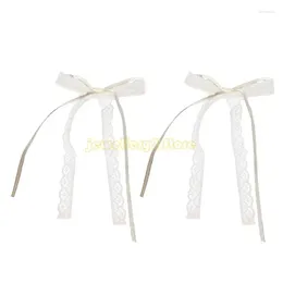 Hair Clips Long Ribbon Bows Lace Clip Korean Hairclip Lady Barrettes C9GF