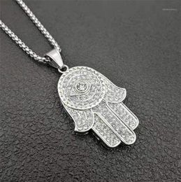 Pendant Necklaces Dropship Classic Hand Of Fatima Hamsa Necklace Pendants Silver Color Chain Palm Statement Jewelry For Womendrop4002695