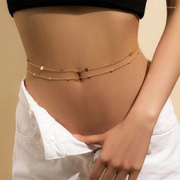 Belts Sexy Vintage Aesthetic Belly Chain Thin Beads Link Body Waist Belt Y2K Streetwear Summer Women Fashion Jewelry