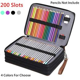 Storage Bags Portable 200 Slots Coloured Pencil Case Holder Waterproof Large Capacity PU Leather Bag Box For Home Office